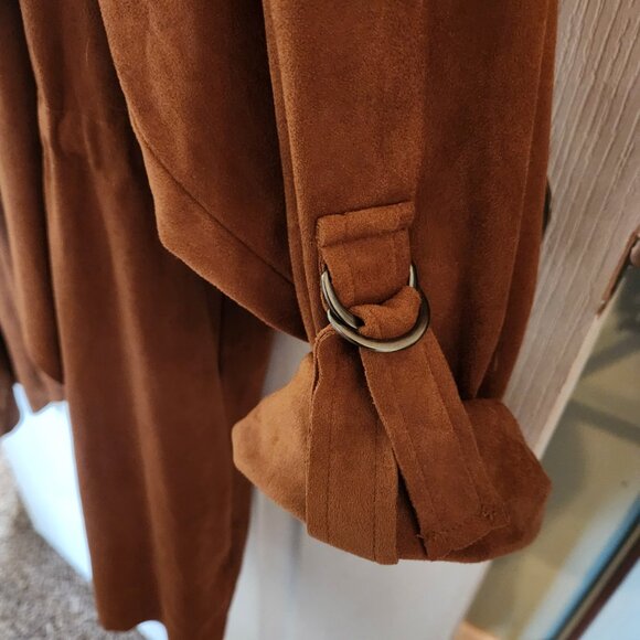 Torrid Faux Suede Drape Open Front Anorak Jacket Plus Size 5 - Picture 4 of 9